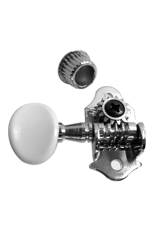 Grover #9N Geared Tuners - Nickel Finish White Buttons — Pohaku